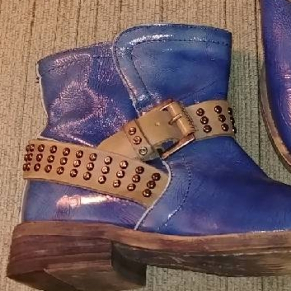 Felmini blue leather ankle booties - Picture 7 of 8